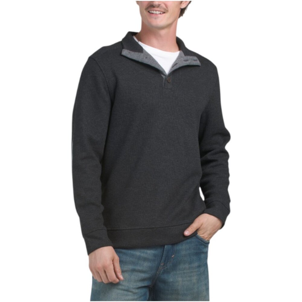 AGE OF WISDOM Quarter Button Pull Over Sweater With Elbow Patches